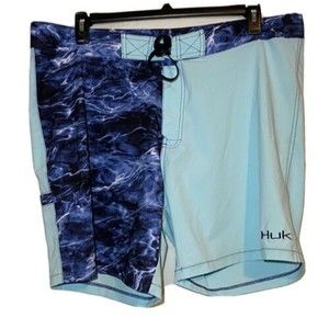 HUK Performance Fishing Board Shorts Swim Trunks Men Size 40 Blue